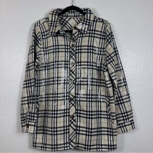 Jingle Belles Kim Gravel Plaid Sequin Women's Jacket Size M